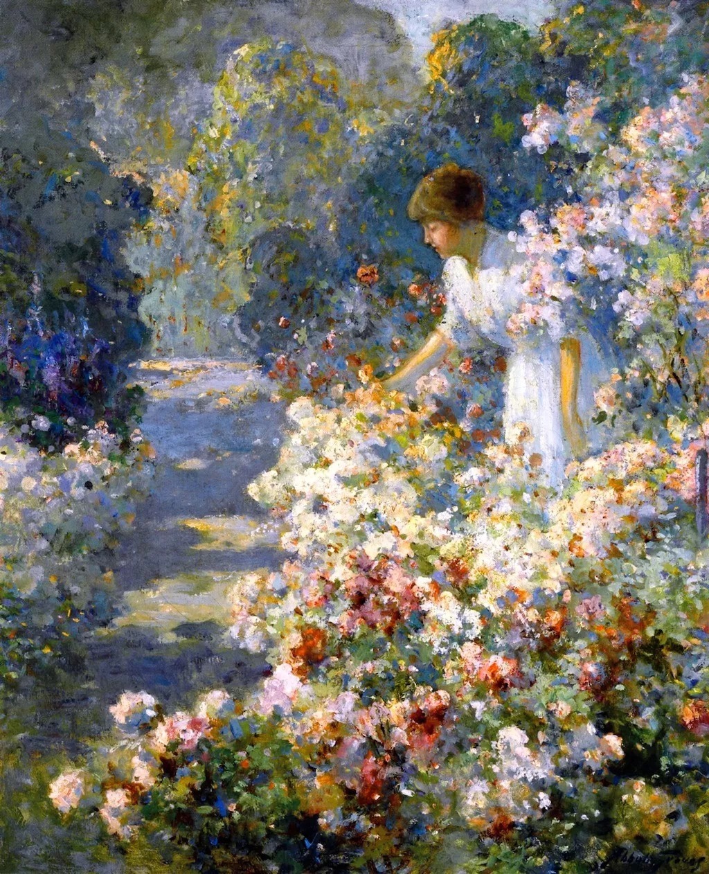 油画&19世纪油画里的性感女人,她们漫步花园时,天堂也不过如此了!