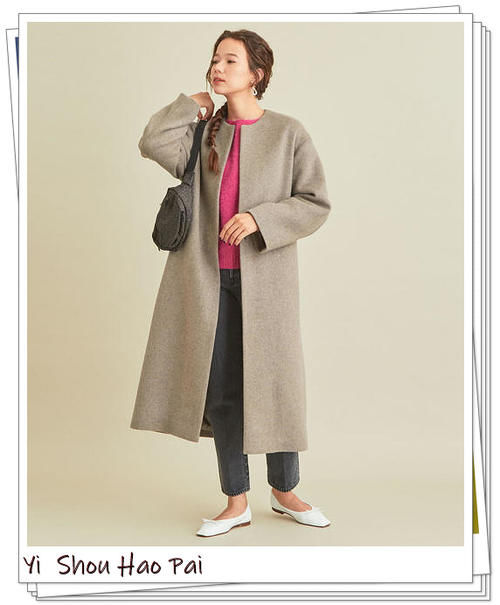  外套|适合40岁女人的无领大衣外套搭配示例！显简洁提气质