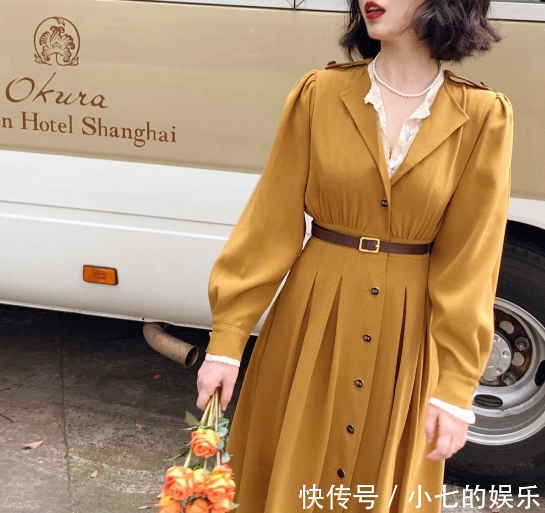 穿搭|早秋这样搭,波波头短发搭配大地色衬衫连衣裙,复古又潮流!