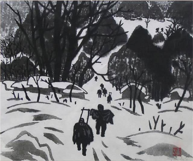 版画!日本近代版画大师斋藤清冬日雪景系列版画作品