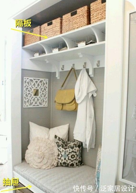 柜子|进门玄关太窄,与其费心思装柜子,不如聪明点往墙里挂衣服放鞋子