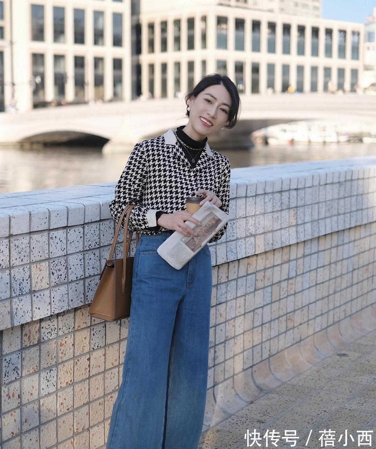 上半身|小黑裤不再流行,今年流行“阔腿裤”,搭配针织衫、卫衣都很时髦