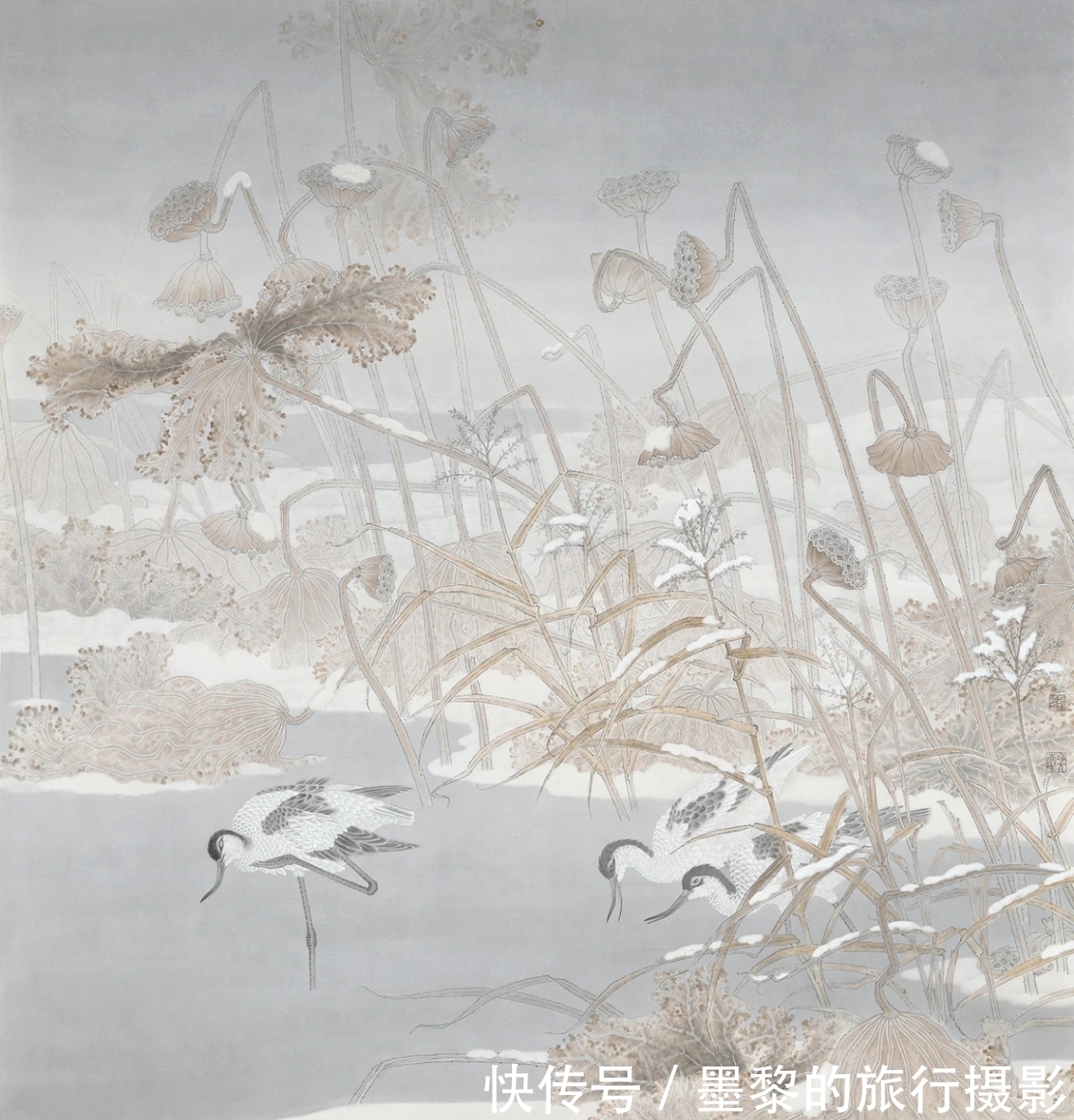 花鸟画|花鸟画｜他爱画残荷，把残荷当成冰清玉洁的丽人