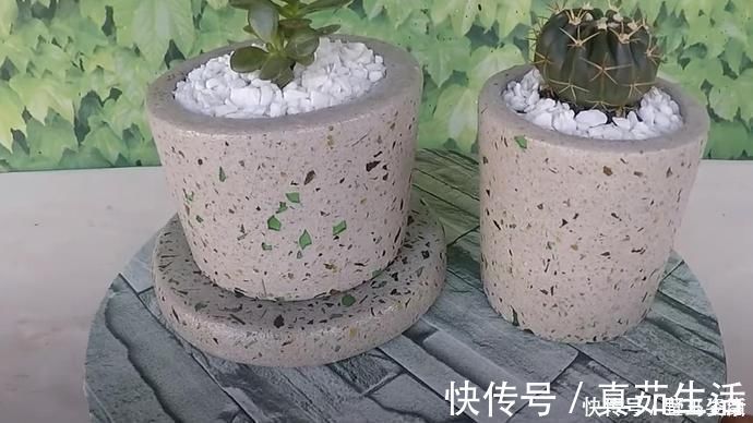 水磨石|旧啤酒瓶我要留着,砸碎了和水泥,做个水磨石花盆比陶瓷的好看