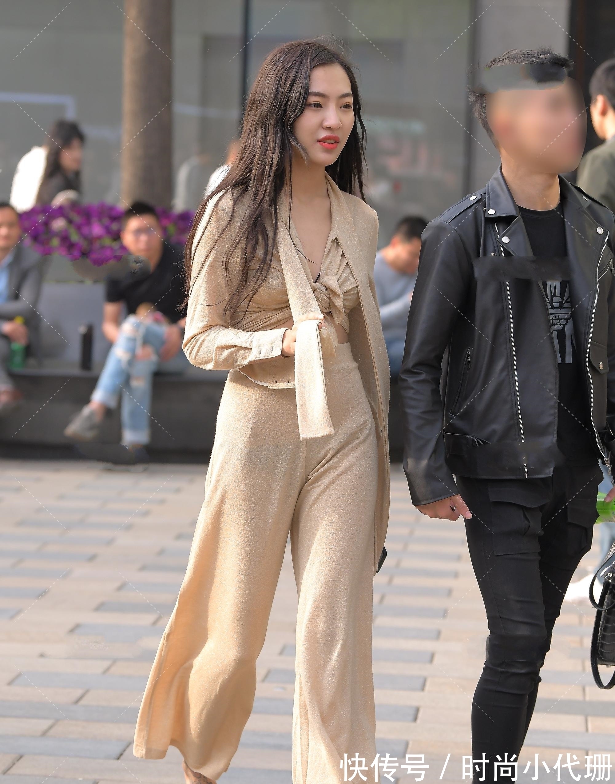 慵懒风 米黄色细闪慵懒风套装,轻松随意,优雅懒散的时尚穿搭