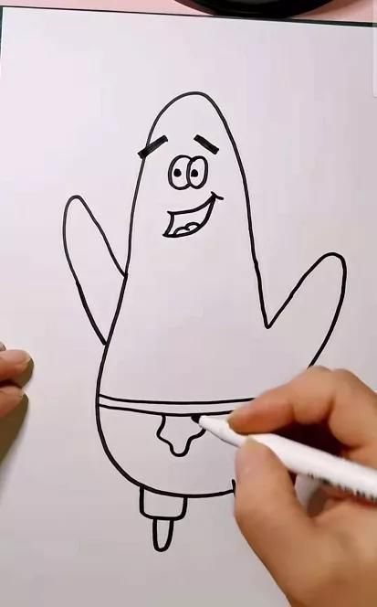 派大星@用手掌画“派大星”,开局我就看看,成品一出准备好拜师