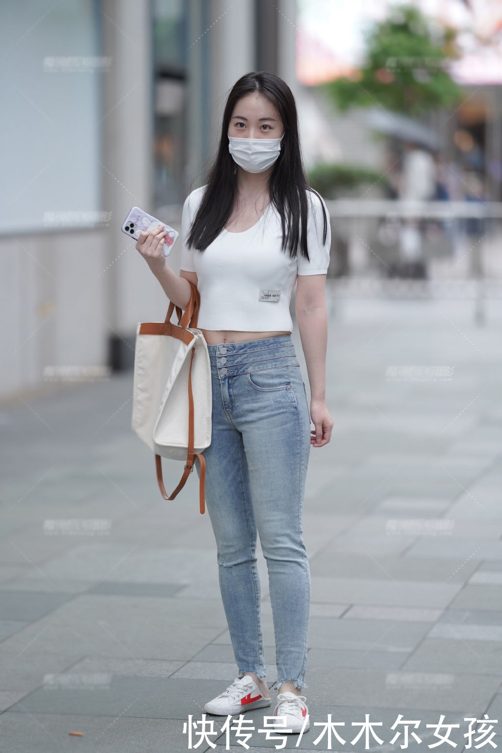 夏季|针织短袖露脐衫，配修身牛仔裤，清凉舒适又简单美丽大方