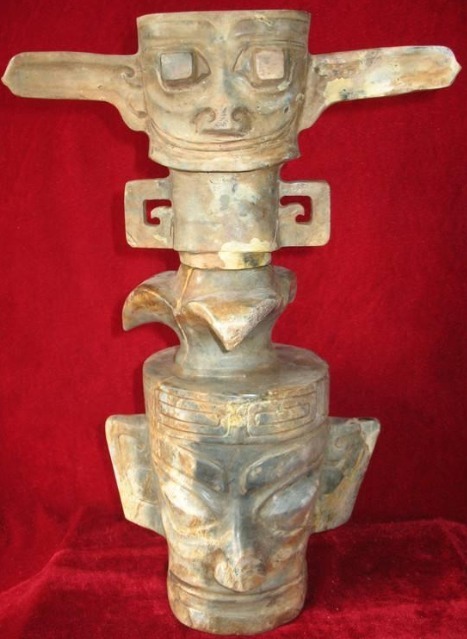 三星堆遗址|三星堆民间有件“头上头”的玉雕,一般人看到,都会说它是赝品