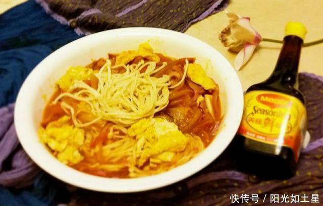 番茄汁|金针菇吃腻了,配点番茄一起做,酸酸甜甜新滋味