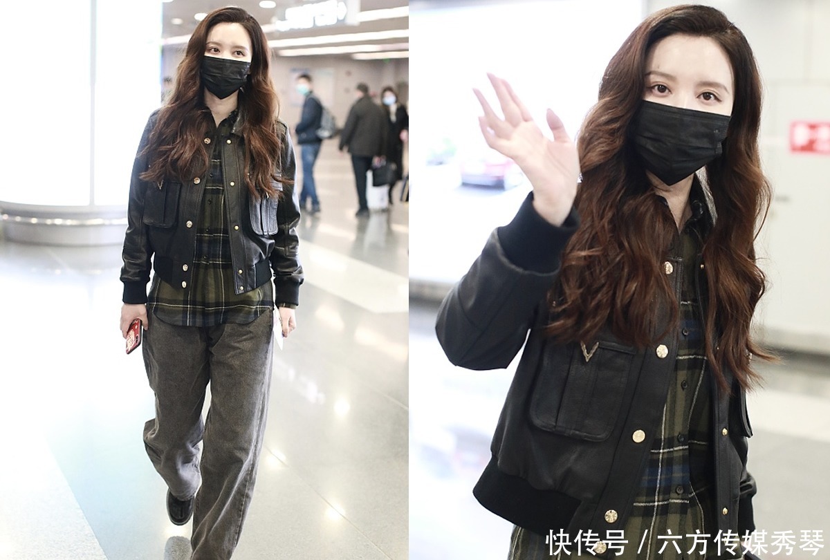 粉红|张萌成穿衣榜样,粉红格纹大衣清新甜美,蓝灰色派克大衣保暖帅气