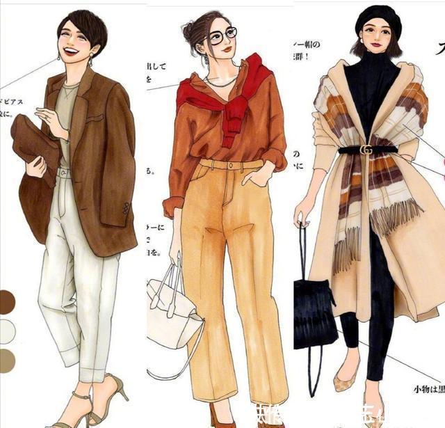 秋冬|日本插画师秋冬手绘穿搭,时髦又实用,每一套都是穿搭范本