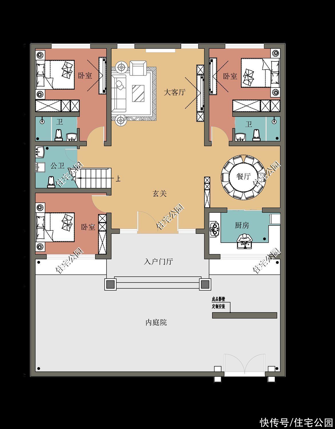 建筑面积|东西墙靠近邻居只能做无窗设计？试试这6套别墅，采光完全不受限