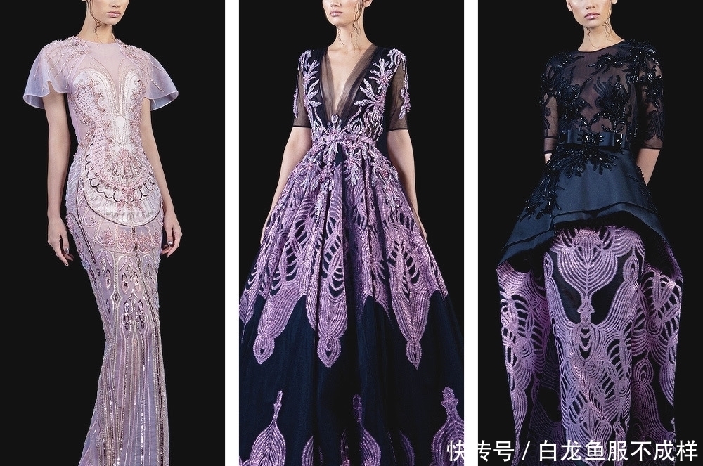BasilSoda|黎巴嫩BasilSoda高定礼服神秘紫罗兰的梦,古典华丽刺绣花卉
