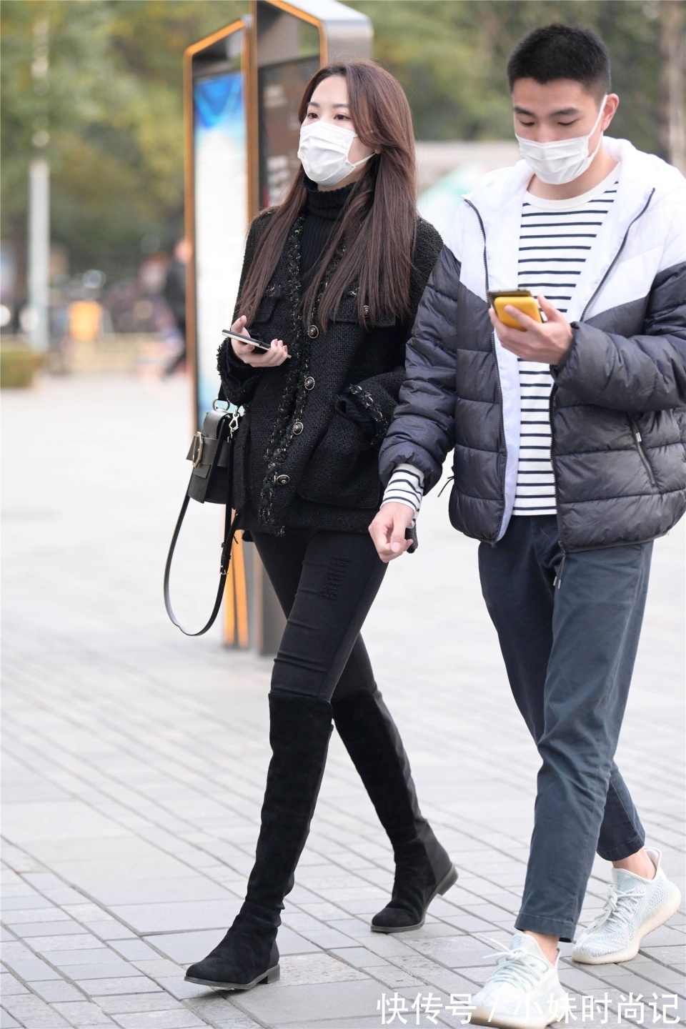 时尚 冬季时尚的一种搭配,紧身牛仔裤穿搭,天冷也可以秀身材