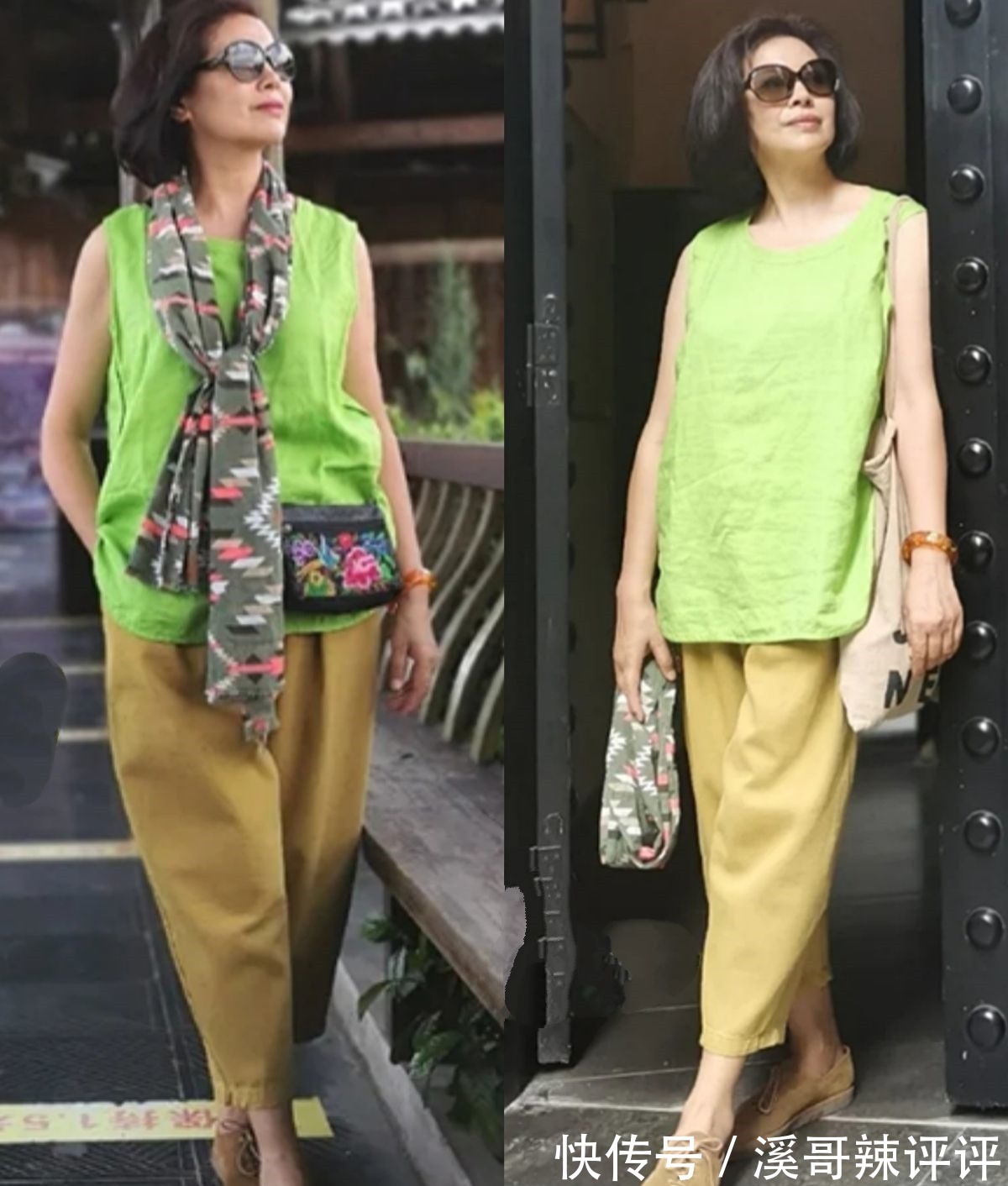 平底鞋 这才是60岁女人最好的打扮，“九分裤+平底鞋”，简约舒适又气质！