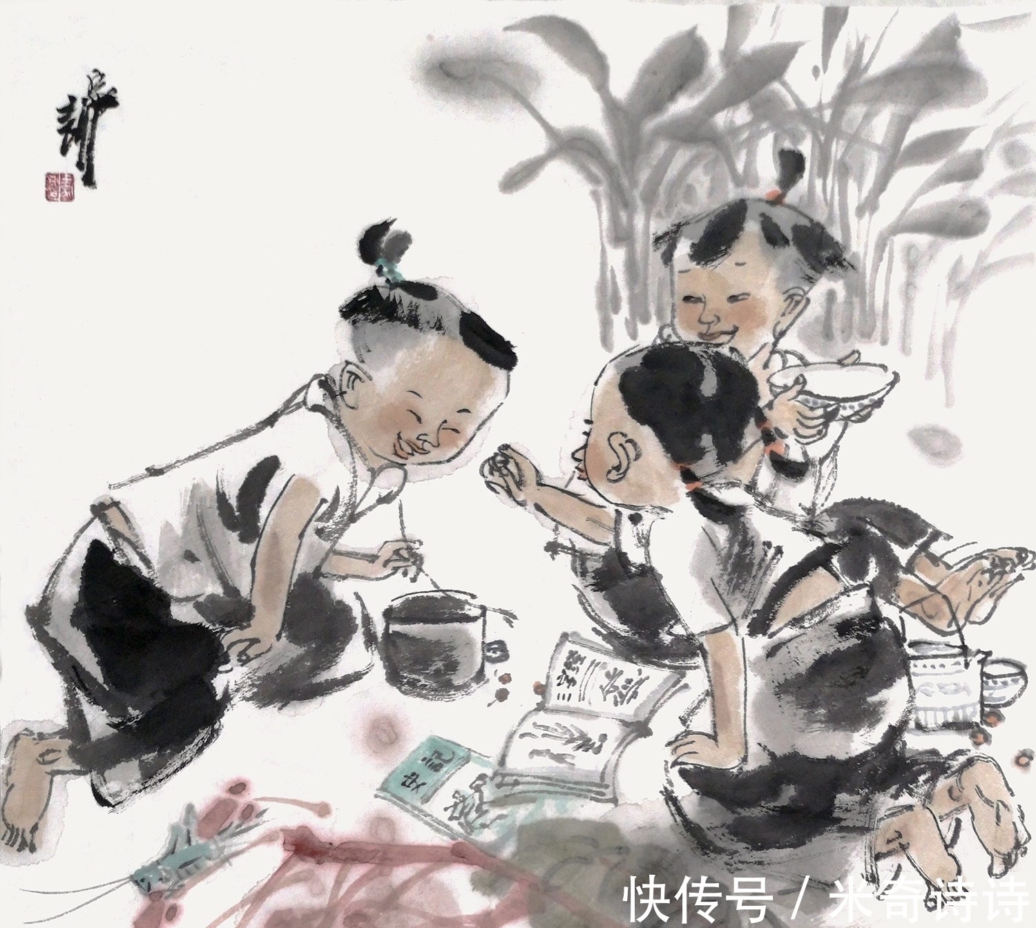 画笔#率真自然,妙趣横生,王家训用画笔描绘童真