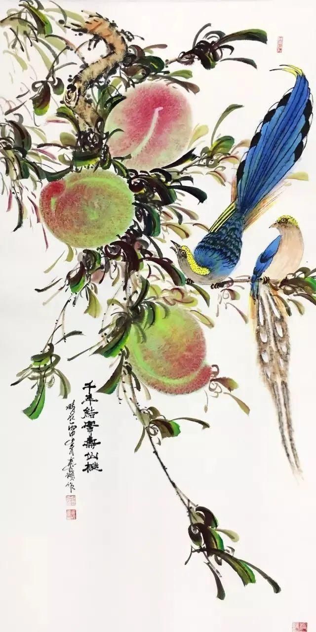 甜香|一起来欣赏国画里的蜜桃，娇艳溢甜香