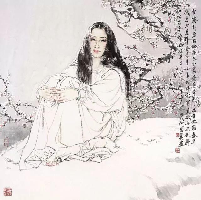 工笔画|国画:何家英画笔下的怜怜女儿态,不同寻常的美感!