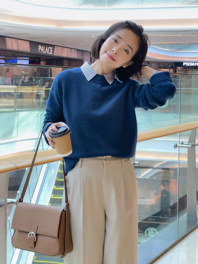 高领|博主示范告诉你,为什么你穿毛衣不好看,尝试这样穿,简约优雅