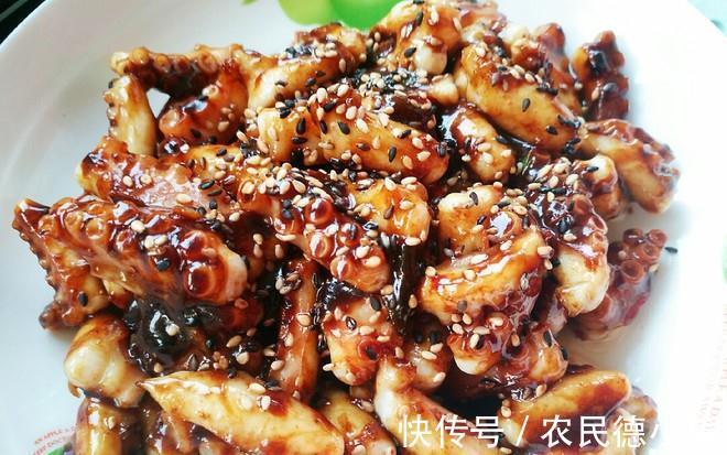 家常海鲜菜谱,酱爆八爪鱼,做法简单,美味营养,超级下饭