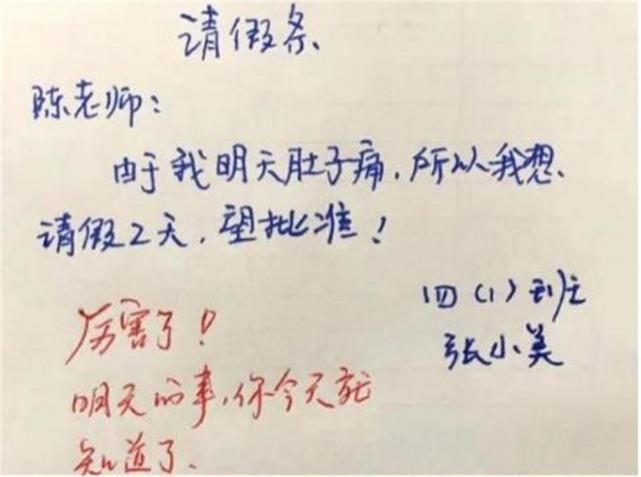 给出|小学生请假条蹿红，给出理由过于“真实”，网友是个人才