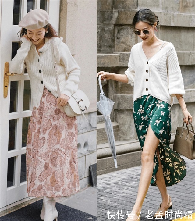 穿搭|“米色毛衣+半裙”,优雅高级又显气质