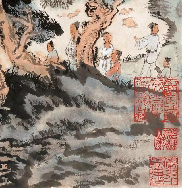 其意|陆俨少八十岁写其意--暮春咏归图