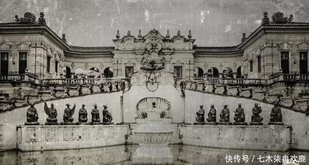 老照片|140年前的圆明园老照片那时主体还在，图1是海晏堂十二生肖兽首