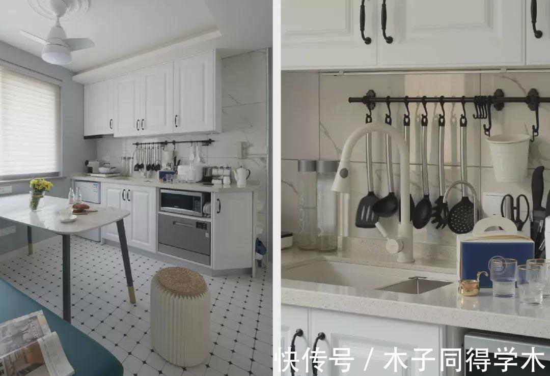 厨房|50㎡小户型一室改两室，卡座客餐厅设计，变身多功能空间！