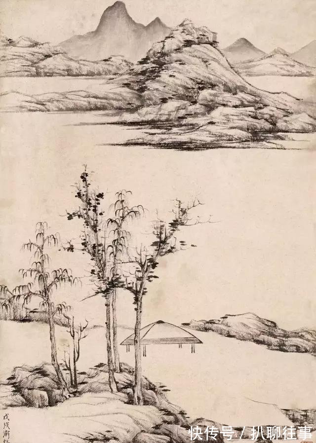 水墨纸本|清初四大画僧笔下的意境山水，不只是养眼