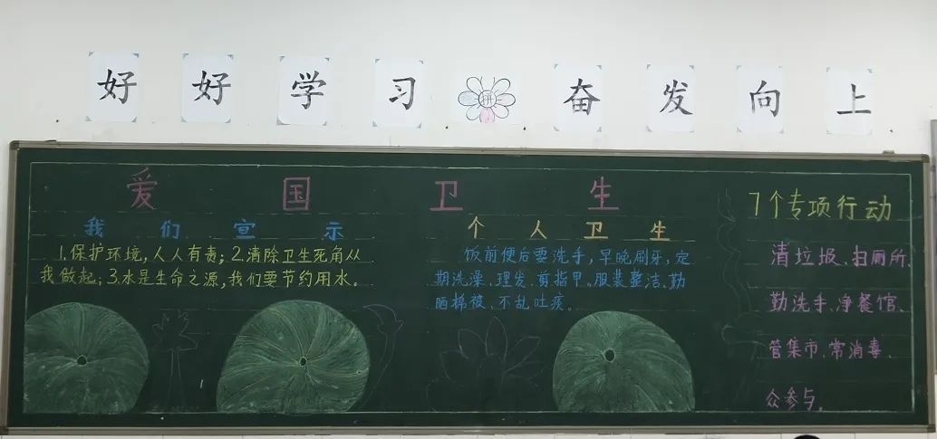 同学们@争做文明小卫士，这些爱卫黑板报、手抄报生动、形象！