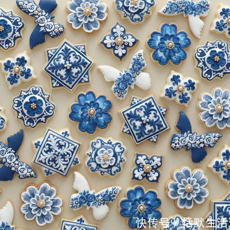 饼干|美到舍不得吃!甜品师手作花砖饼干,救救老夫的少女心!