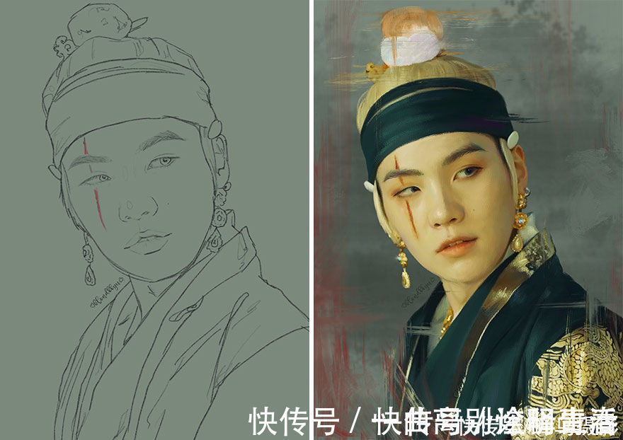 艺术家们@27个初稿与成品对比照,前后差距太大,网友:这是同一副画吗