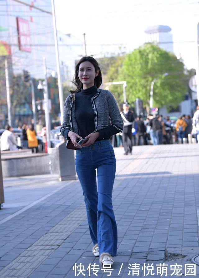 圆领开衫外套,搭配阔腿牛仔裤,势必会引领一番潮流