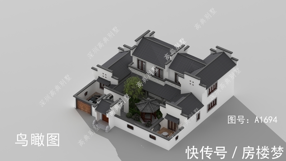 屋顶|中式庭院,屋顶坡度大,让整体看起来更高端