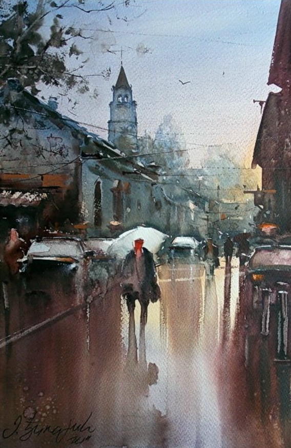 水彩画!水染的建筑与街道,塞尔维亚水彩画大师Dusan Djukaric作品(一)