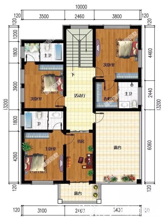 平面图|3栋面宽10米的自建房,都用到弧形楼梯,乡村生活也会让人羡慕
