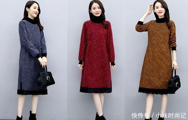 保暖|冬季高领加厚加绒连衣裙穿搭, 这几款舒适保暖又减龄, 穿上真美!