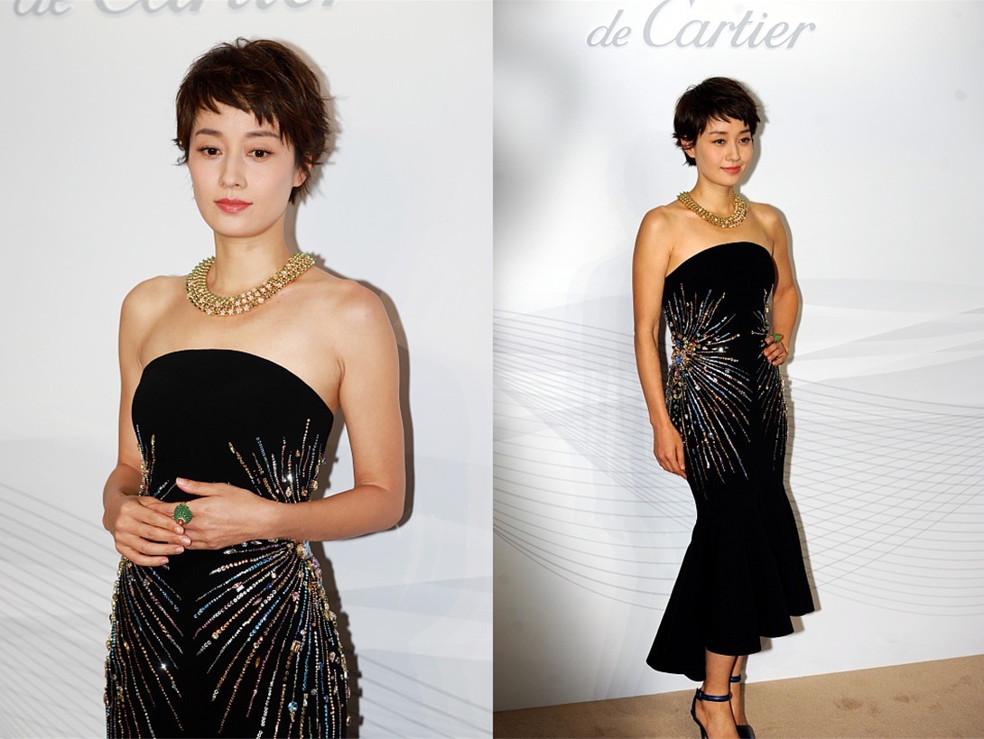 露肤|马伊琍生图也很有女人味, 穿黑裙配“放射状”亮面, 高级又时髦