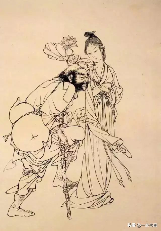 白描！他的白描被评为“当代第一”，画仕女独辟蹊径