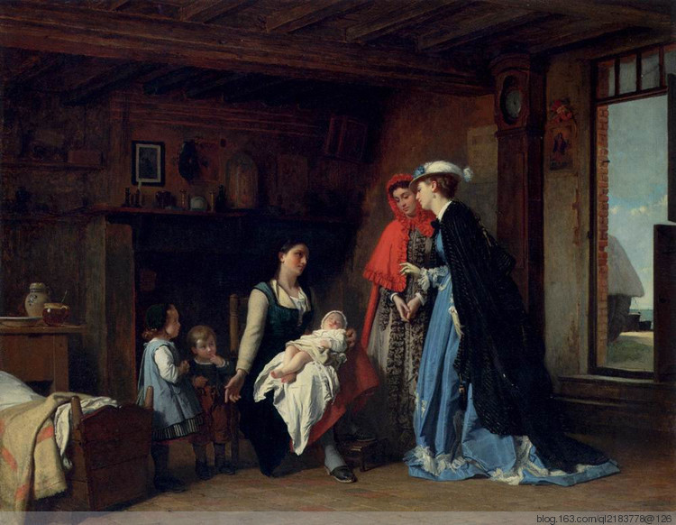 char#比利时绘画:画家查尔斯·巴格涅特典雅的淑女形象人物油画