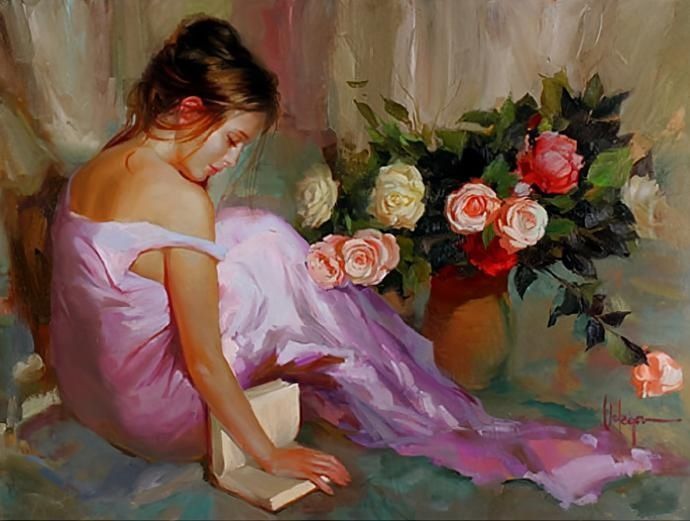 俄罗斯$人体艺术——俄罗斯画家人体油画中的美女娇艳如花