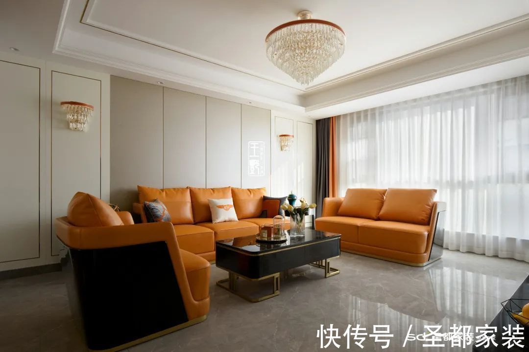 爱马仕|139平4室大户型装修实景效果图,客餐厅开放式布局宽敞大气