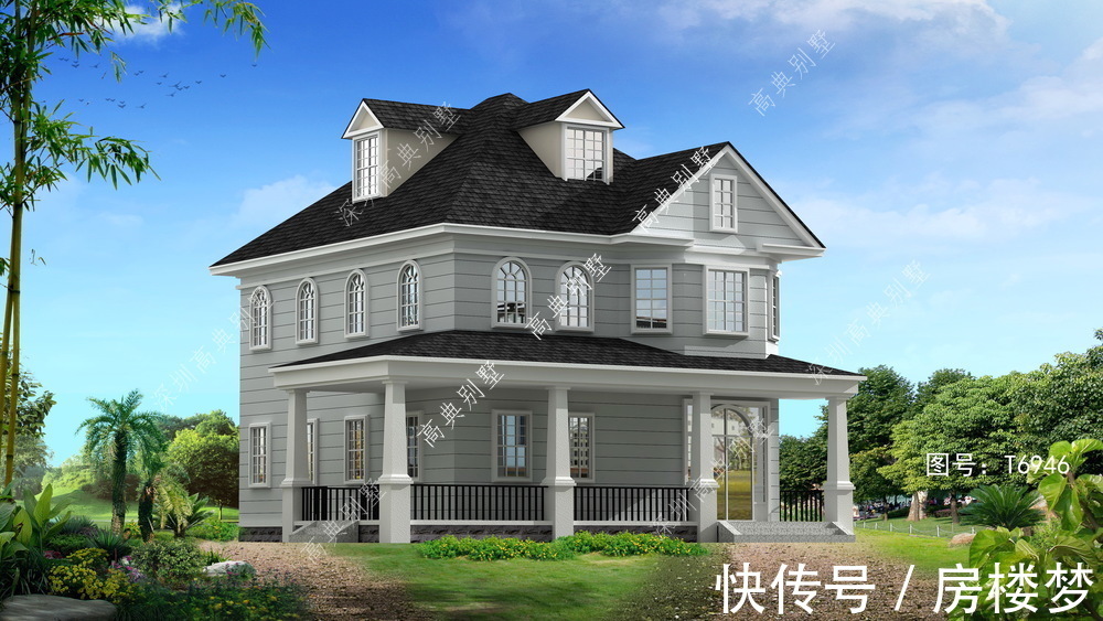 两层|这款美式两层别墅，外观简单大方，非常漂亮。