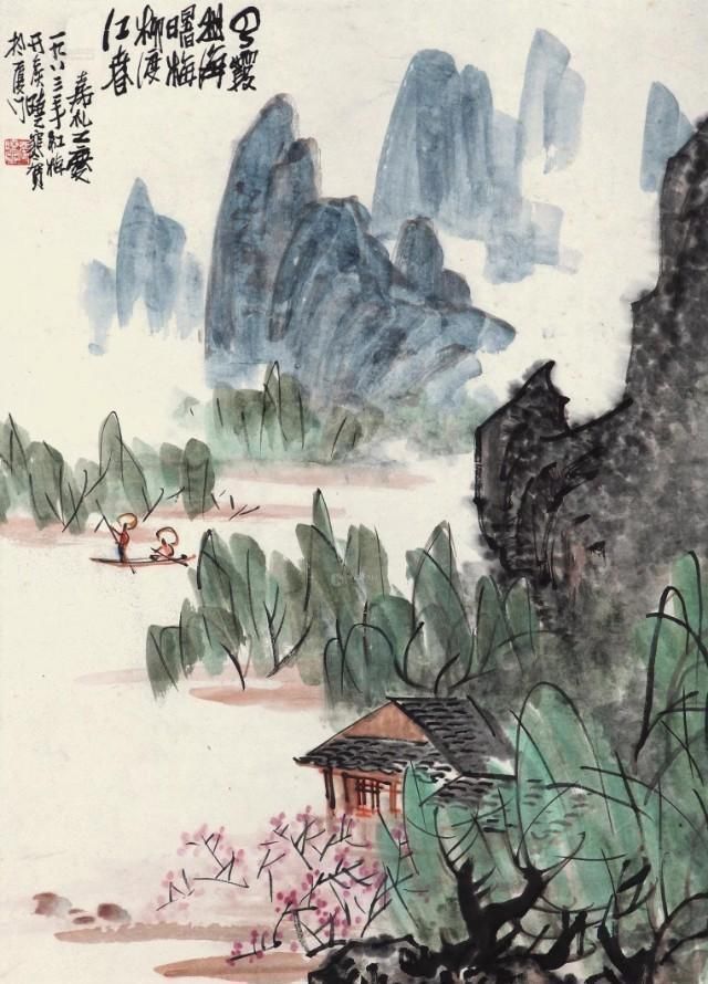 他的山水画——极简的直线为骨,极繁的渲染为体,苍润氤氲