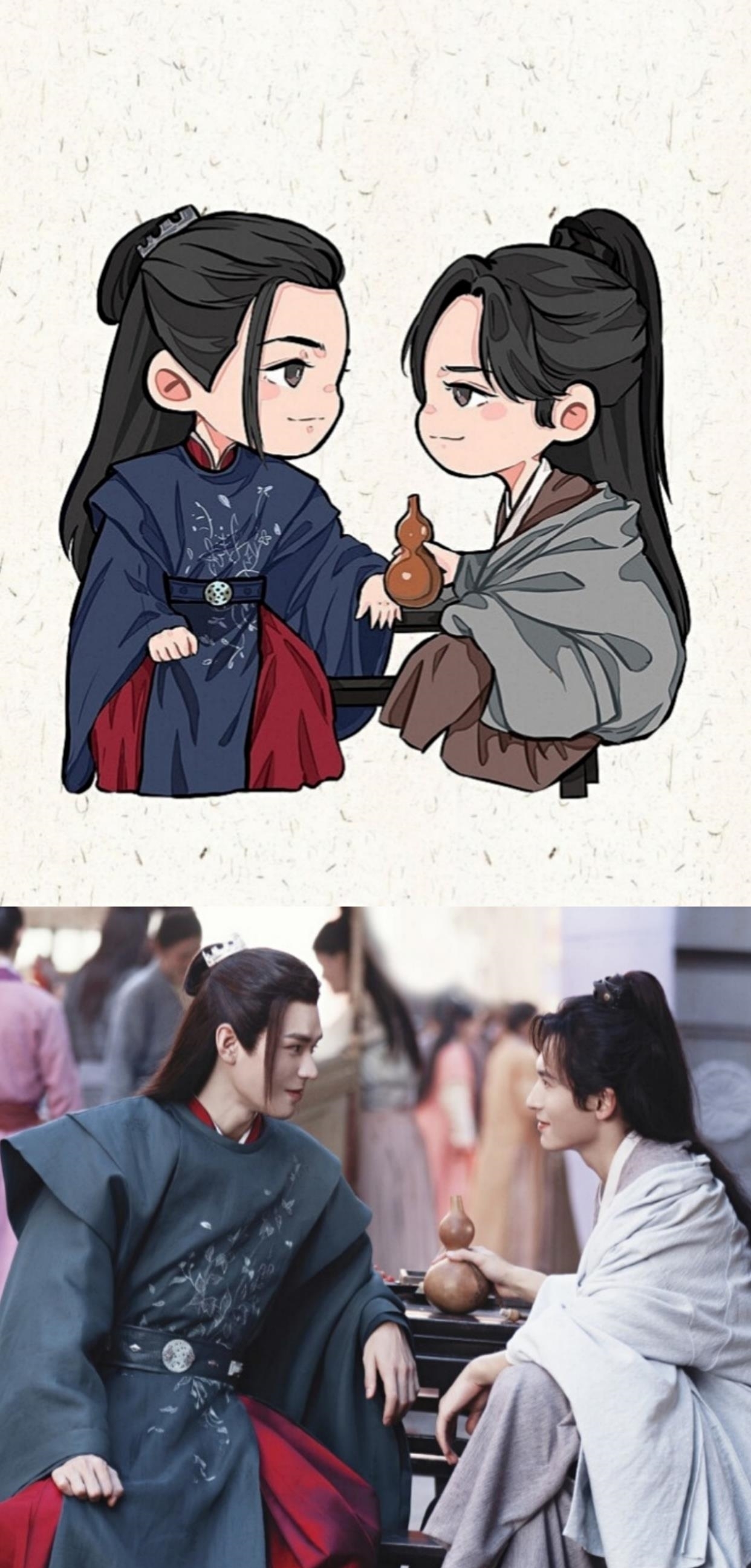 当《山河令》中的周子舒温客行变成迷你版的漫画，20年一遇的呆萌