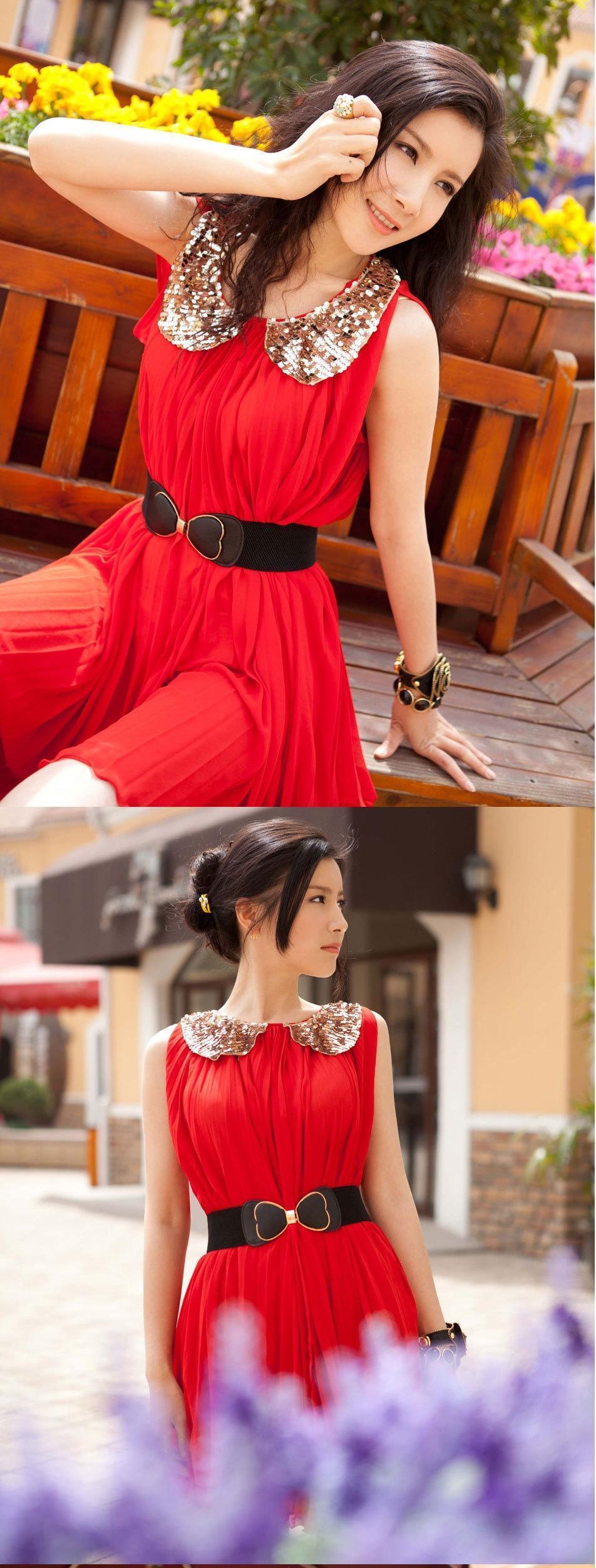 谢杏芳气场全开!穿大红色连衣裙惊艳亮相,气质一点不输超模