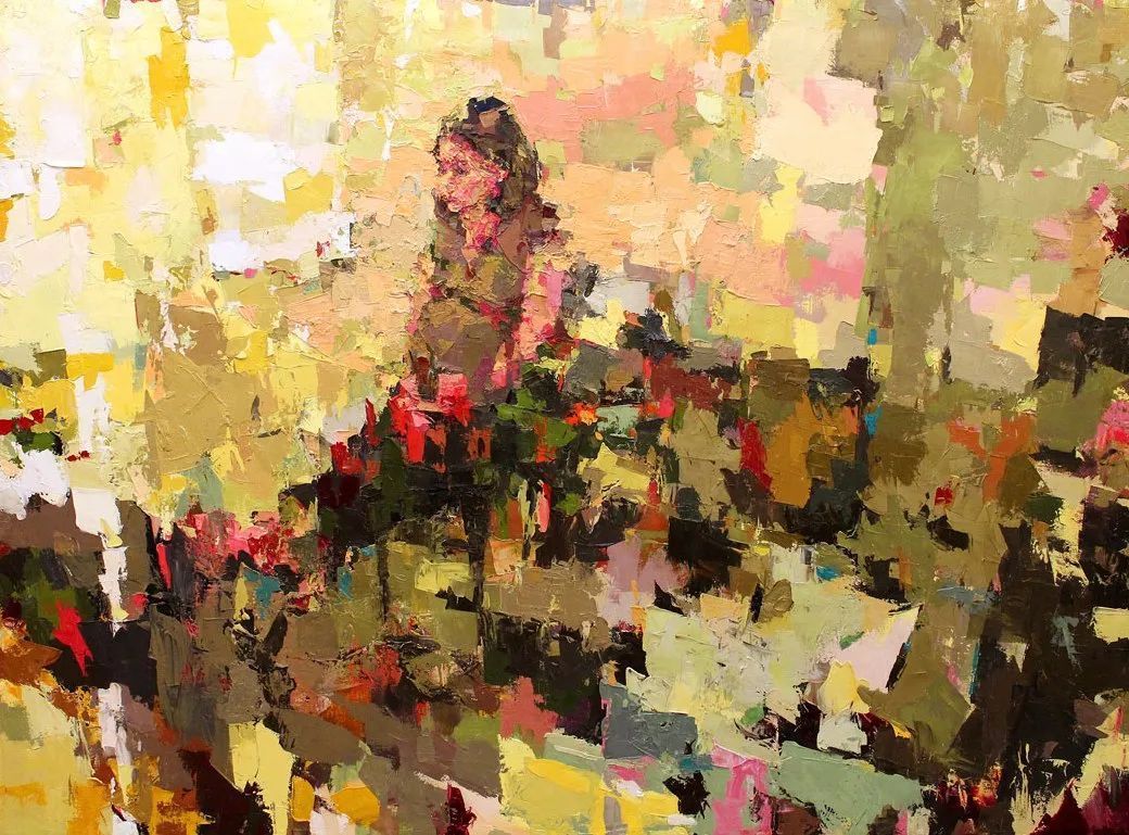 纹理&他将杂碎的色块,厚重的纹理,融于画中的人物