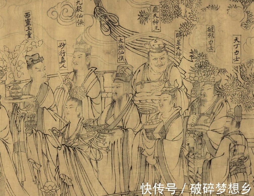 武宗元#满墙风动的众神，白描人物画范本——武宗元《朝元仙仗图》