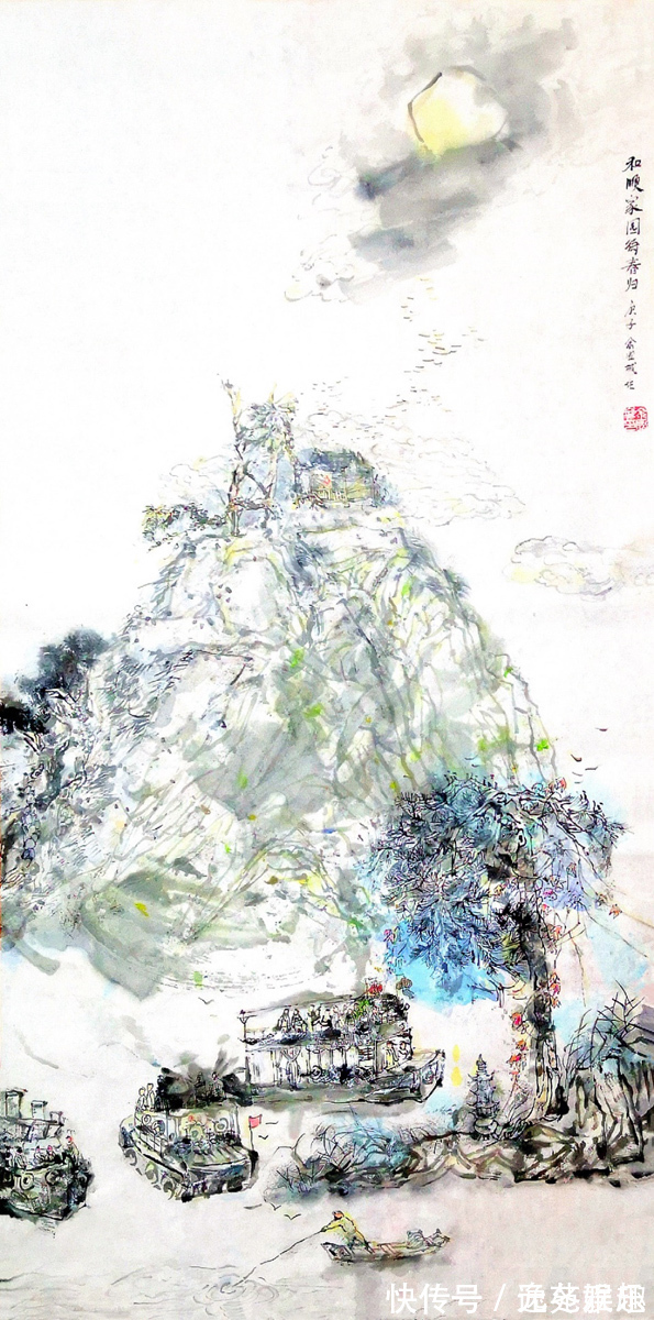 画家$「画作欣赏」一帘烟柳一路风景,画家余国城作品欣赏